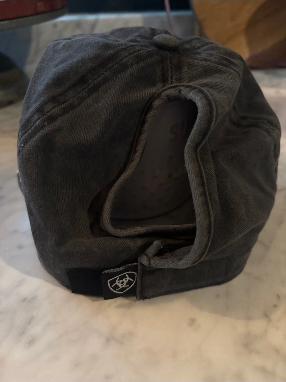 Ariat Ladies Ponyflo Cap Denim Embroidered Shield Black